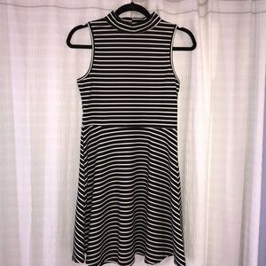 Black and white striped skater dress